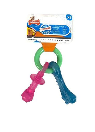 Nylabone Puppy Chew Bijtring Speen / Bot Puppyspeelgoed Bacon