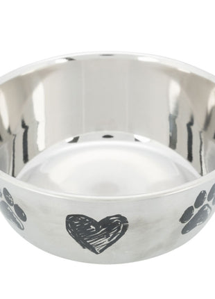 Trixie Edelstahlnapf mit Pfoten und Herzen