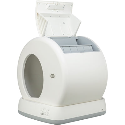 Bac à litière autonettoyant Trixie pour chat, en plastique blanc