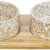 Trixie Set Voerbak / Waterbak Keramiek / Bamboe Wit / Natuur