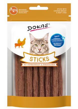 Dokas Cat Snack Sticks mit Hühnerbrust + Rinderleber 30g