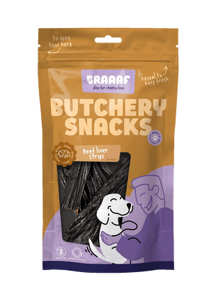 Braaaf Butchery Snacks Runderlever reepjes 150 g