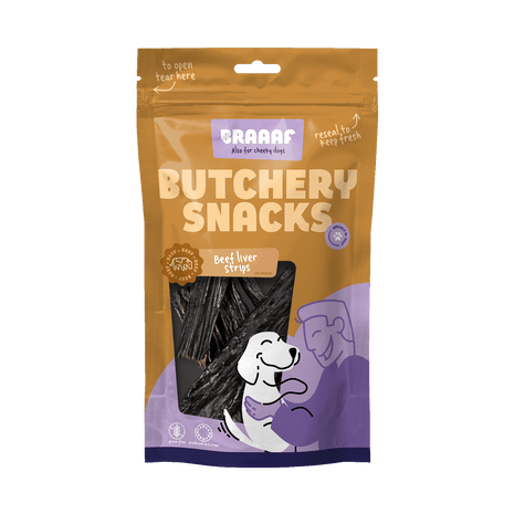 Braaaf Butchery Snacks Runderlever reepjes 150 g