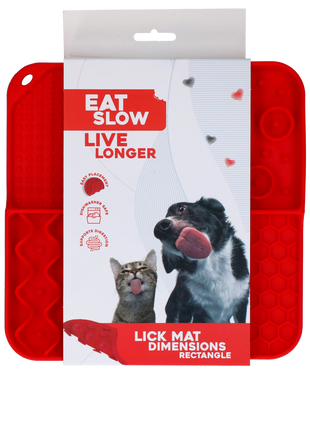 Eat Slow Live Longer Lick Mat Dimensions Rectangle Rood