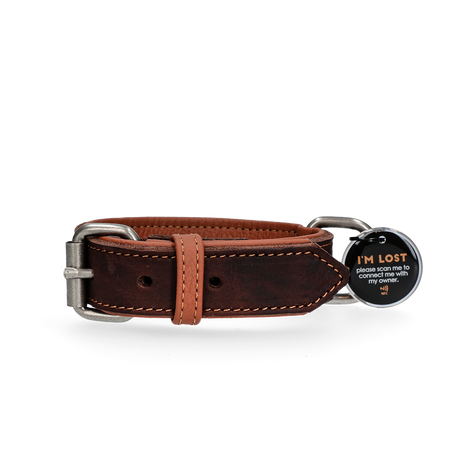 Spotted! Pro Leren Halsband 50 cm - Bruin