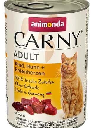 Animonda Carny Adult Wołowina, Kurczak + Kacze serca puszka 400g