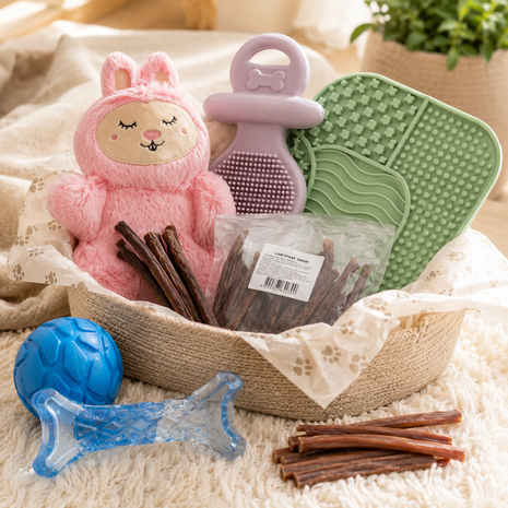 Fidello coffret cadeau pour un nouveau chiot – pack de bienvenue avec jouets, friandises et tapis à lécher
