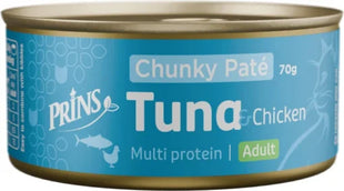 Prins Chunky Paté Tuna & Chicken – Luxe Graanvrije Kattenvoeding met Tonijn en Kip (24x70g)